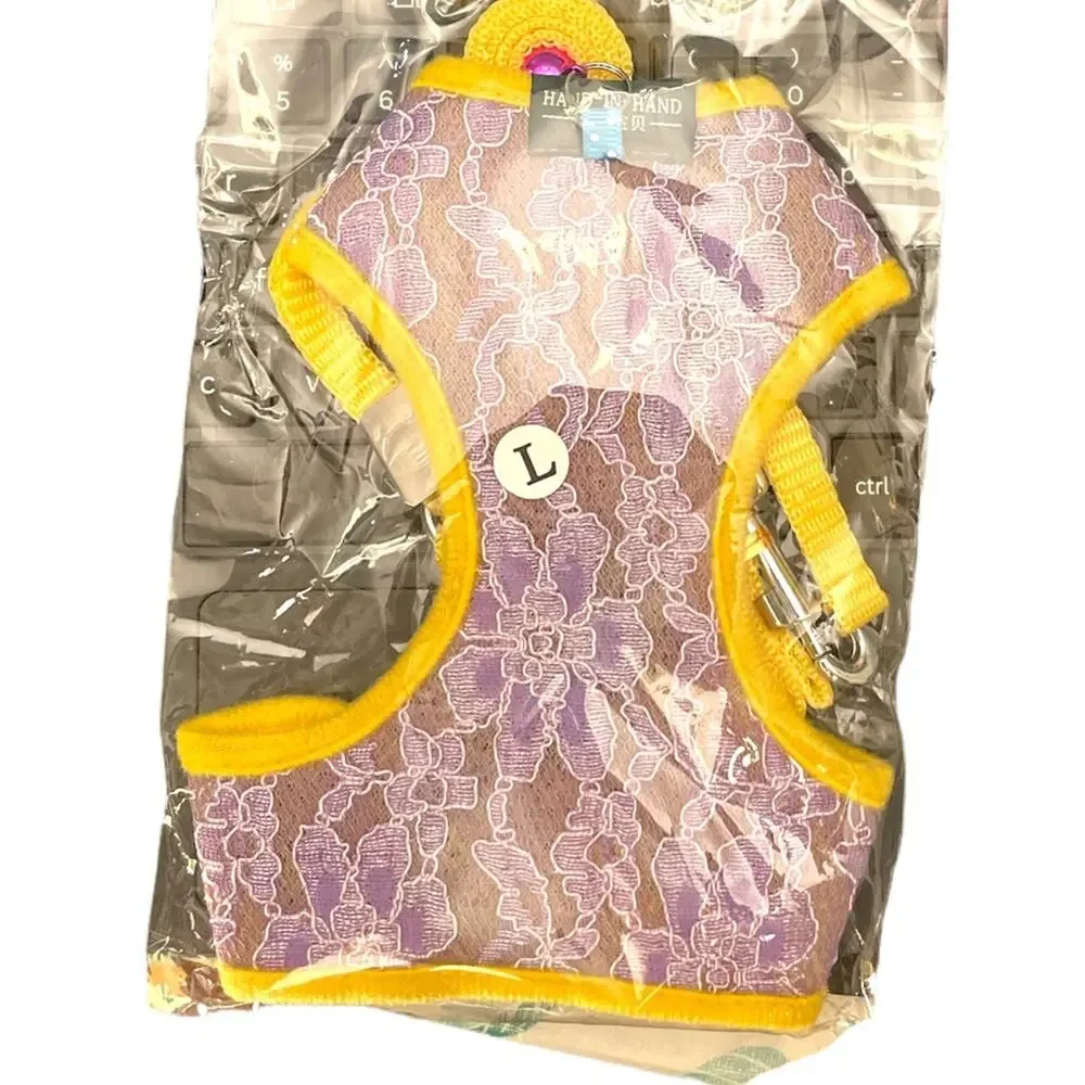 Purple Lace Harness Adjustable with Bell for Small Medium Dog or Cat